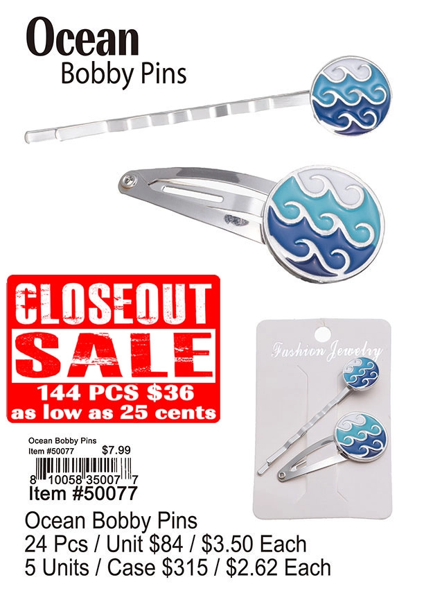 Ocean Bobby Pins - Closeout 144 Pcs.